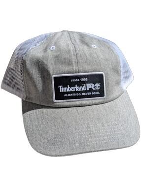 Timberland PRO Mesh Back Snapback Hat Charcoal Gray White Trucker Cap NWT New